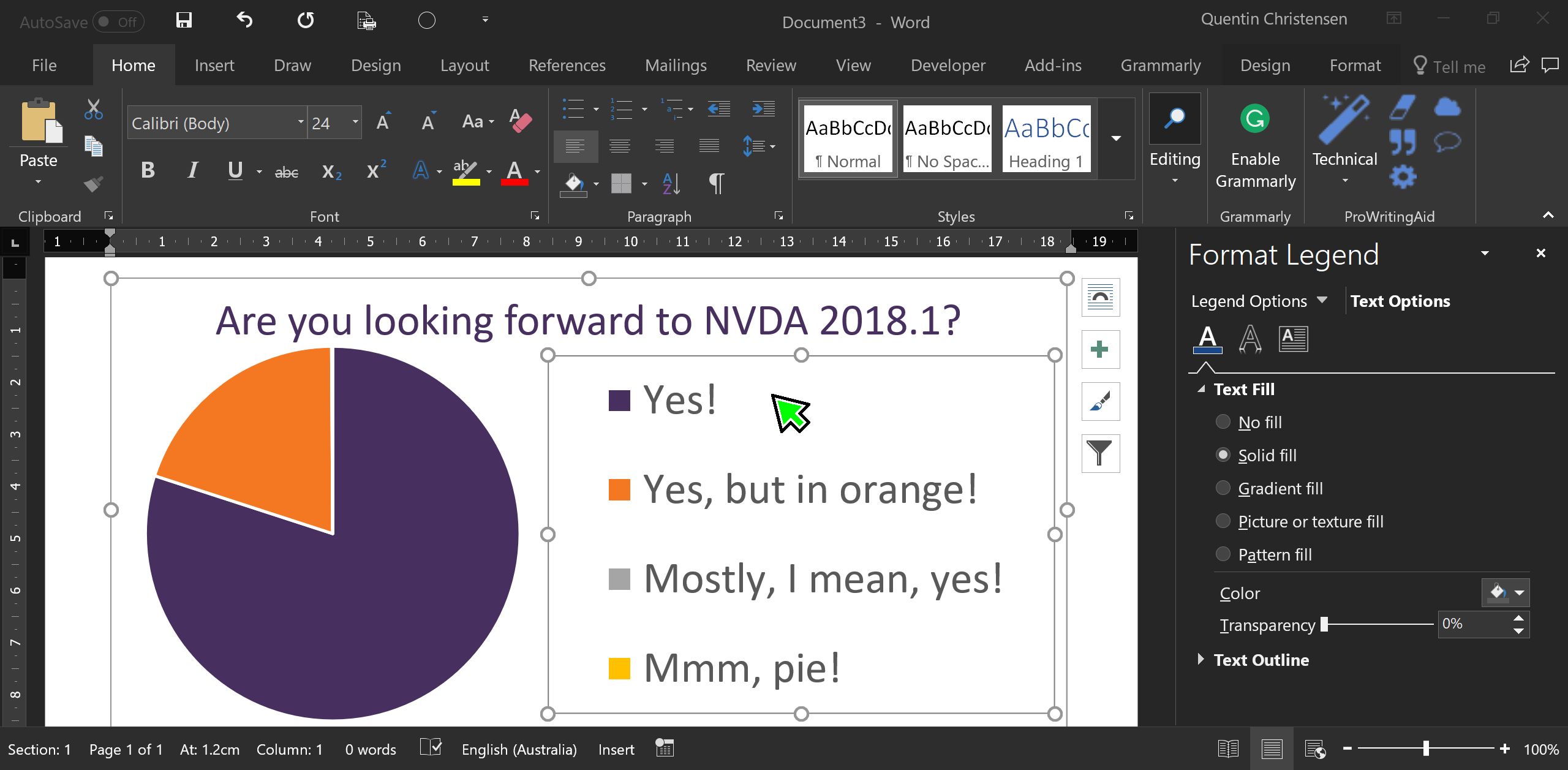 Charts in Microsoft Word