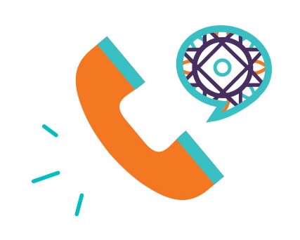 Image of telephone with a speech bubble showing the NV Access logo