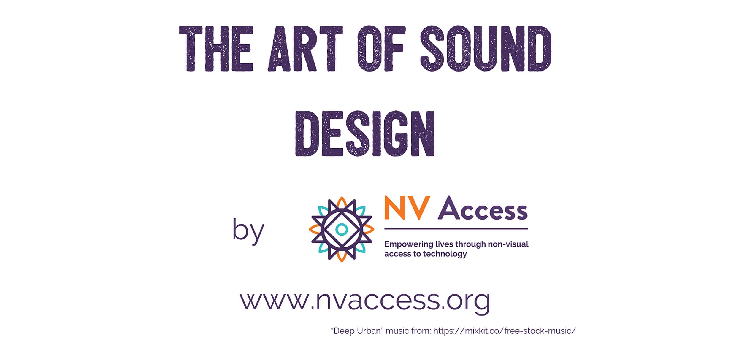 The Art of Sound Design intro screen