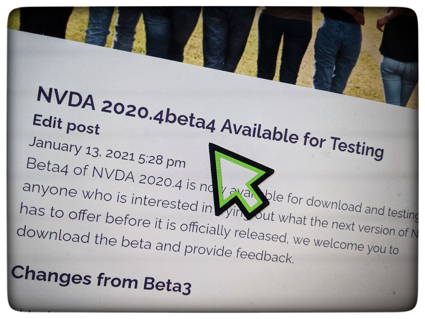 NVDA 2020.4beta4 release announcement screenshot