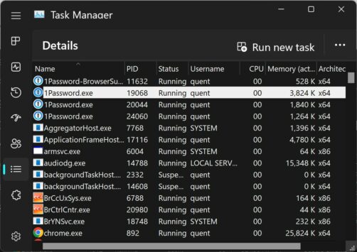 Task manager from Windows 11 22h2