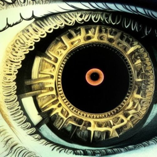 An eye with an alien / mechanical looking centre
