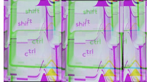 Image of shift and control keys overlaid over each other warped in pink and green