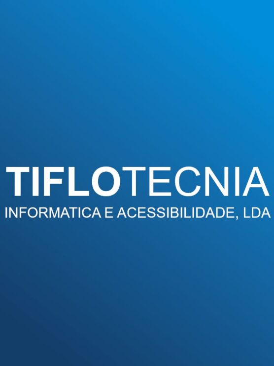 Text "Tiflotecnia Informatica E Acessibilidade, LDA" in white on light to dark blue background