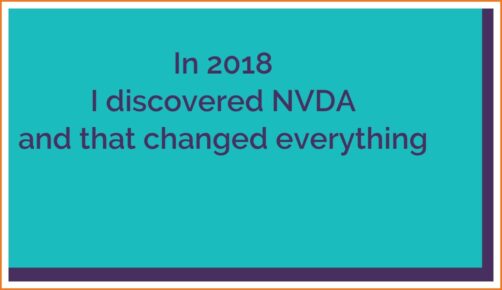 Quote in purple on turquoise: "In 2018 I discovered NVDA and that changed everything"